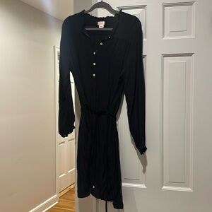 Persifor black viscose rope belted dress, size XL
